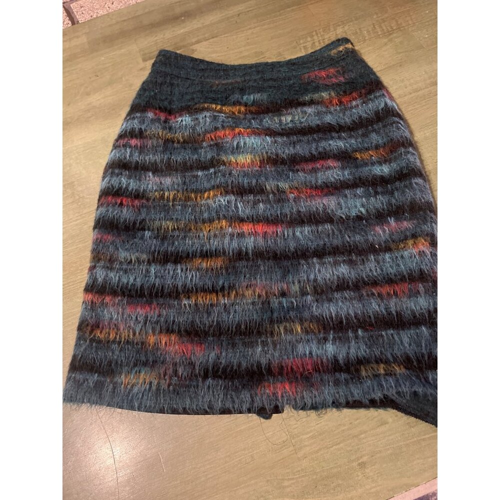 Maeve Multicolor Striped Fuzzy Wool Blend Mini Skirt